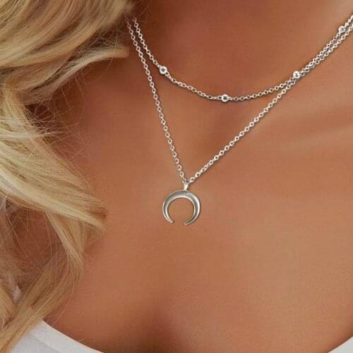 Fashion Trendy Boho Moon Alloy Necklace Women Jewelry Minimal Girlfriend Gift For Girls Choker