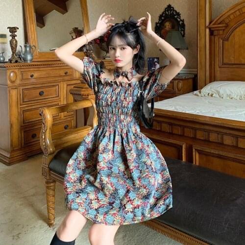 Woman Dress Summer Womens Detachable Collar Puff Sleeve Floral Dress Summer Dress Vestido De Mujer