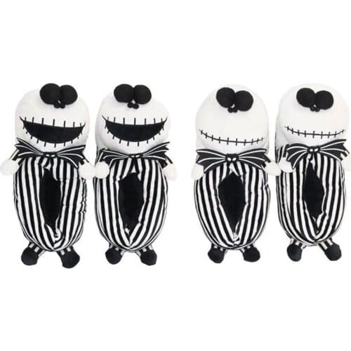 Winter Cotton Slides Unisex Indoor Floor Non-Slip Flip Flop Halloween Christmas Skull Cartoon Slippers Bedroom Home Cotton Shoes