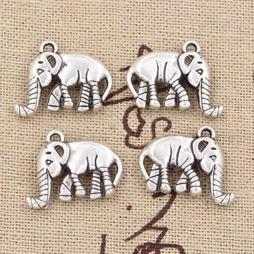 10pcs Charms Proboscis Long Nose Elephant 20x16x4mm Antique Bronze Silver Color Pendants DIY Making Findings Tibetan Jewelry