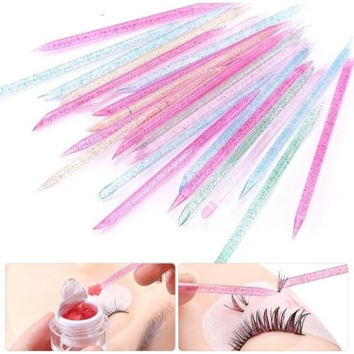 100 Pieces Reusable Nail Crystal Stick Double End Effect Separate Pusher Eyelashes Glue Removing Eyelash Extension Aid Rods