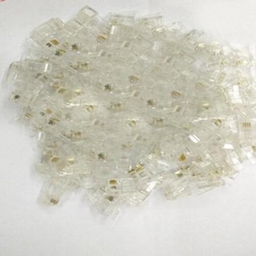 100pcs RJ11 4P4C Telephone Connector RJ-11 4 cores Connector