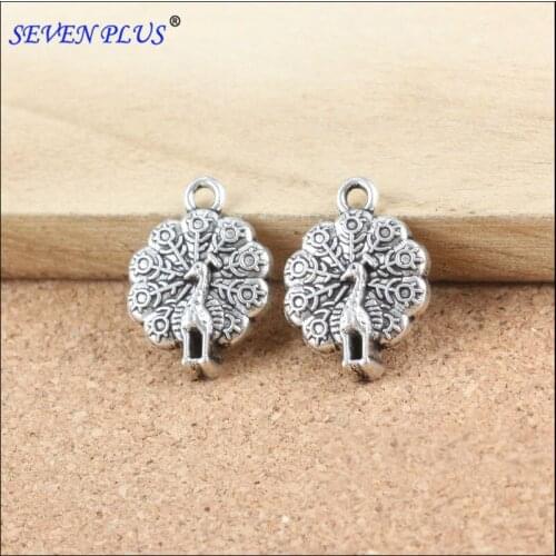 Factory Price 20 Pieces/Lot 20mm*15mm Alloy Antique Silver Plated Animals peafowl peacocks Charms