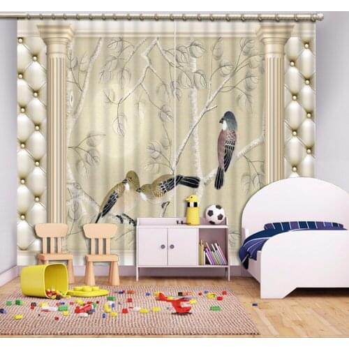 3D Curtain Roman Column Lattice Curtain Depicting Bird Curtains Bed Room Living Room Office Hotel Cortinas Curtain Living Room