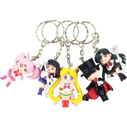 4-5cm 5pcs/lot Cartoon Anime PVC Figures Toys Key Ring Pendants Gift for Kids