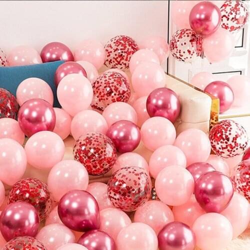 50pcs 10inch Gold Silver Pink Chrome Metallic Latex Confetti Balloons Adults Wedding Air Globos Birthday Blue Party Decorations