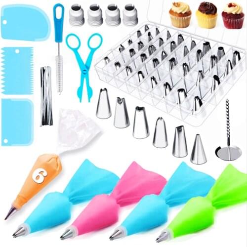 72Pcs Cake Decorating Tip Sets Russian Piping Tips Icing Piping Nozzles Pastry Bag DIY Baking Tools for Cupcake Biscuit Cookies