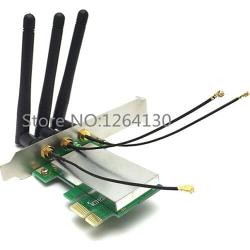 Mini PCI-E to PCI-E 1X Adapter Converter Card Wireless Network Card+3 RP-SMA Female Antenna
