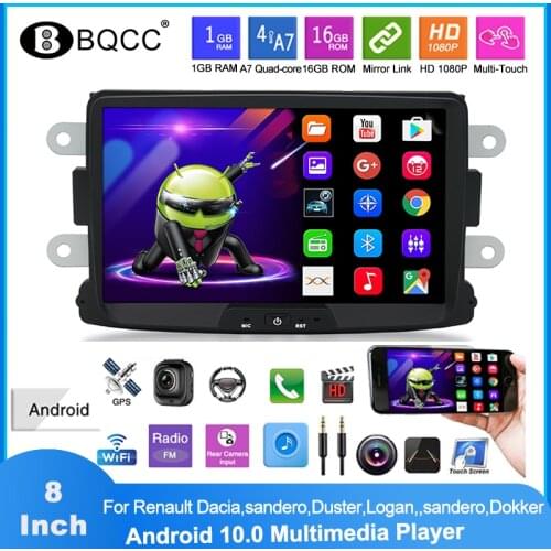 2 din Car Radios Android 10.1 Quad-core 8 inch GPS Mirror Link Bluetooth Auto radio For Renault Dacia duster sandero Dokker