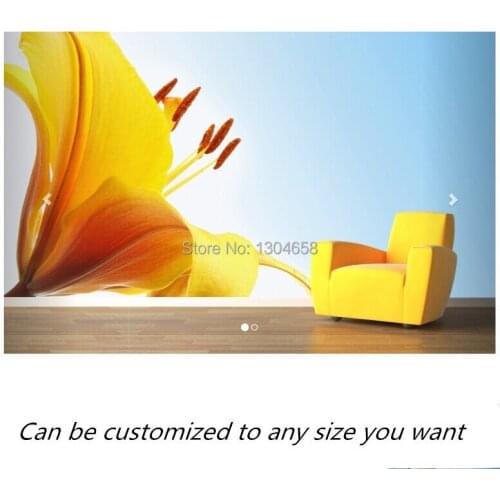 Free shipping custom- modern 3D mural Yellow Lily Flower Wallpaper Murals sofa bedroom TV backdrop wallpaper