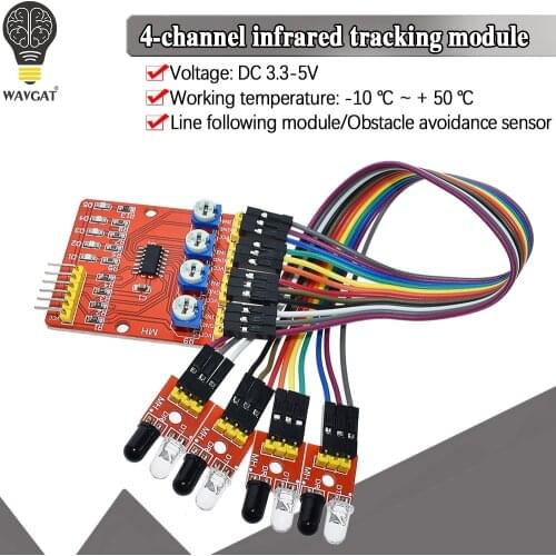Four Road 4 Channel Infrared Detector Tracking Transmission Line Obstacle Avoidance Sensor Module for Arduino Diy Car Robot