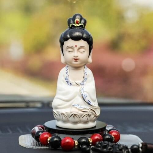 Avalokitesvara Bodhisattva Car Decor Adornment Ceramic Ornament Buddha Statue Automobile Buddha Tathagata Ksitigarbha Figurine