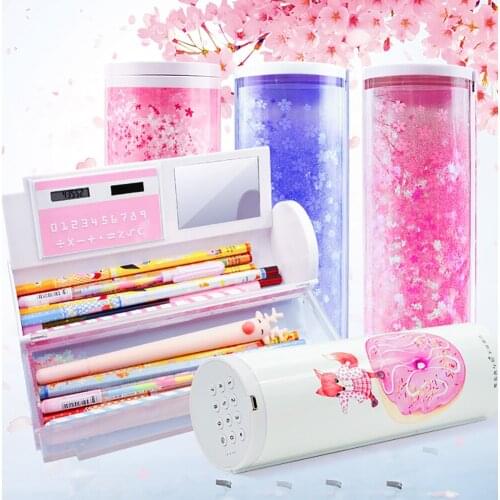 Intelligent Password Pencil Box Cartoon Pattern Pen Holder Large Capacity Stationery Box Coded Lock Home Storage Bag