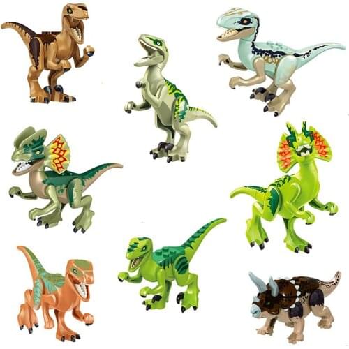 8Pcs/Set Animal World Jurassic Dinosaur Park Velociraptor DIY model Accessories Building Blocks Bricks Toys Gifts