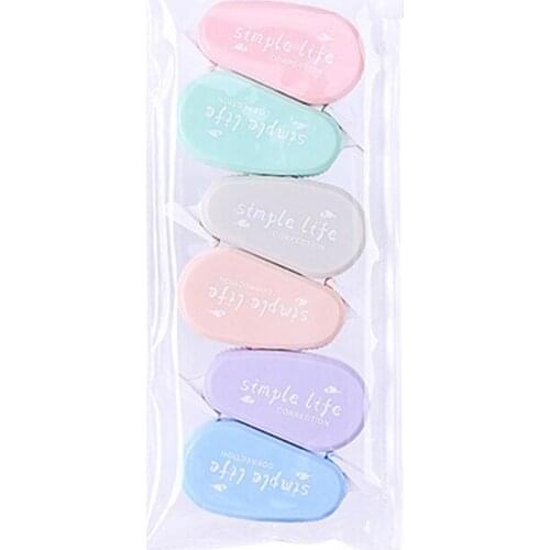 Macaron Color Correct Correction Tape White Fast Clean Easy To Use Quick Dry Tear-Resistant Tape 5mm Width 6 Count