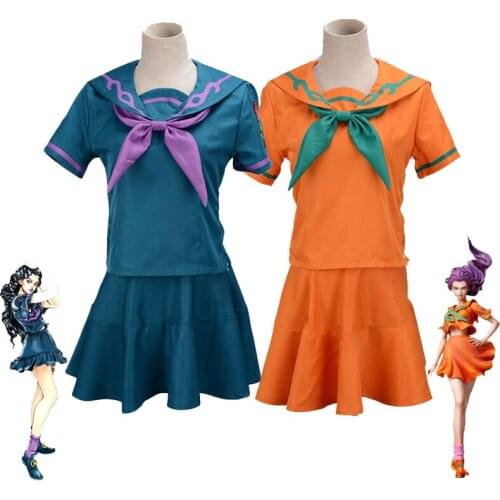 Anime JoJos Bizarre Adventure Yamagishi Yukako Cosplay Costume Women Cute Dresses Sailor Suits JOJO Outfits Halloween Uniforms
