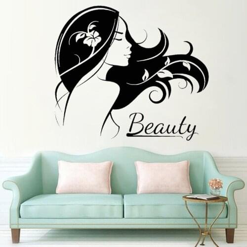 Beautiful Girl Lady Silhouette Wall Decal Grooming Hair salon Logo Girls Bedroom Vinyl Wall Stickers Removable House Decor z022