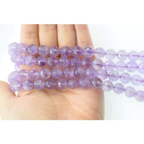 Loose beads light amethyst round faceted 8/10/12mm 15"for DIY jewelry making FPPJ wholesale beads nature gem stone