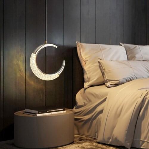 Ins crescent led chandelier Nordic bedroom romantic golden earrings pandent light designer restaurant bar loft chandelier