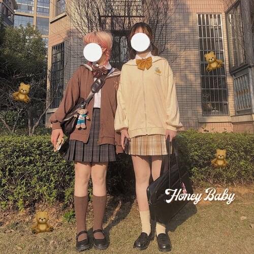 Cute Womens Hoodies Sailor Collar Coat Loose Jacket Tops Long Sleeve Sweet Student Fall Autumn 6 Colors