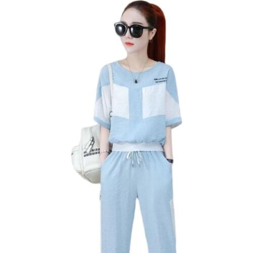 Fashion Print Short Sleeve 2 Piece Set Women Tracksuit Plus Size 4XL Casual T-Shirt + Sweatpant Suit Summer Sweatsuit Loungewear