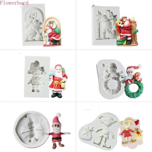 Cartoon Santa Fondant Cake Silicone Mold Christmas Cookie Mold Chocolate Mold DIY Cake Decoration Soap Mold Pastry Tools