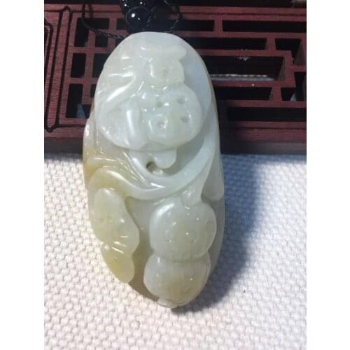 Real hetian green jade handcarved lucky peanut jade pendant necklace unique jadeite jade necklace women men jewelry