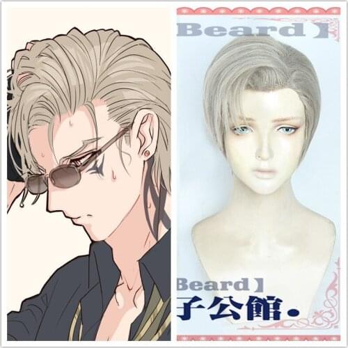 Game Touken Ranbu Online Sanchoumou Cosplay Wigs Gray Short Synthetic Heat Resistant Halloween Role Play Wigs