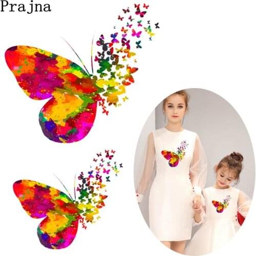 Prajna 2 PCS Butterfly Iron On Heat Transfers Cartoon Unicorn Fashion Girls Patches For Clothing Applique DIY Iron On T-shirts