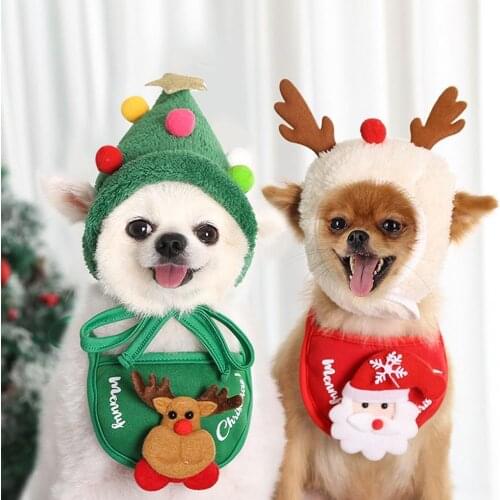 Dog Christmas Bandana Santa Hat Dog Scarf Triangle Bibs Kerchief Christmas Costume Outfit for Small Medium Large Dogs Cats Pets