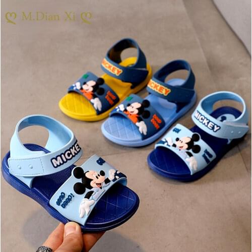 Disney Mickey Cartoon Childrens Sandals Soft Soled Non Slip Boys' Shoes Open Toe Summer Beach Shoes Babys Shoes