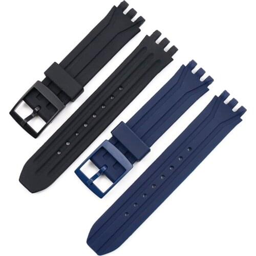 Durable Silicone Watch Wristband For Swatch SUIB400 SUIK400 18mm Elastic Anti-scratch Replacement Fashion Loop Strap Accessories