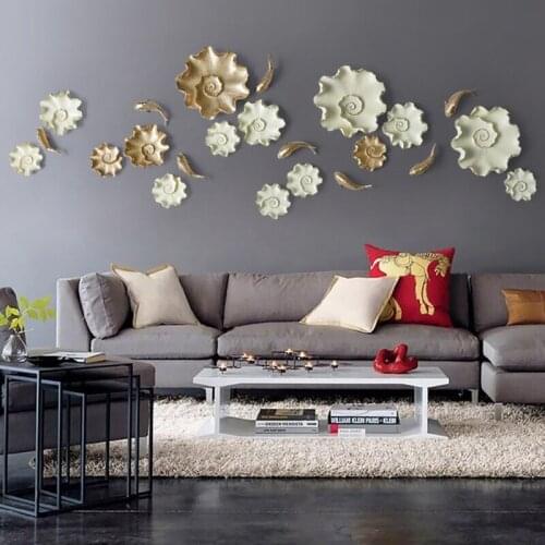 Resin 3D Fish Lotus Sculpture Home Wall Hanging Decor Bar Restaurant Store Pendant Living Room Decoration