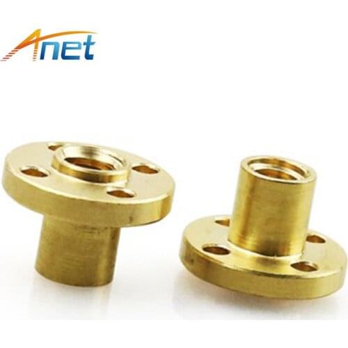 T8 Trapezoidal Copper Nuts 3D Printers Parts 8mm Screws Part For Stepper Motor Lead Screw Leadscrew Brass Guide 8mm Pitch 2mm