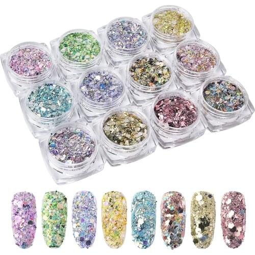 Nail Art Decorations Rhinestone Acrylic Nail Crystal Glitter Chunky Glitter Sequins Stickers Accessories 3d Nail Charms Manicure