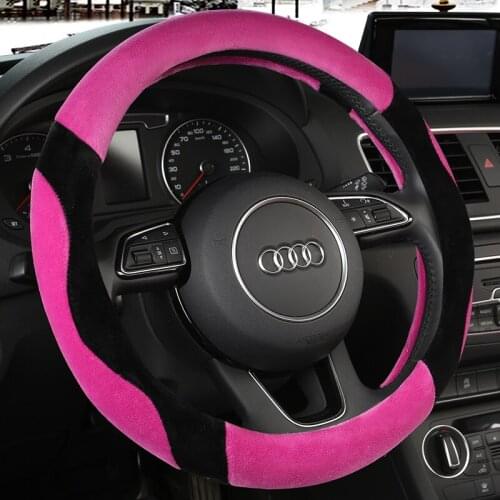 Universal Carr plush Steering-Wheel Covers Anti-slip Skidproof Durable 37-38CM/15" Dynamic Fibre Handmade Steering Wheel Cover