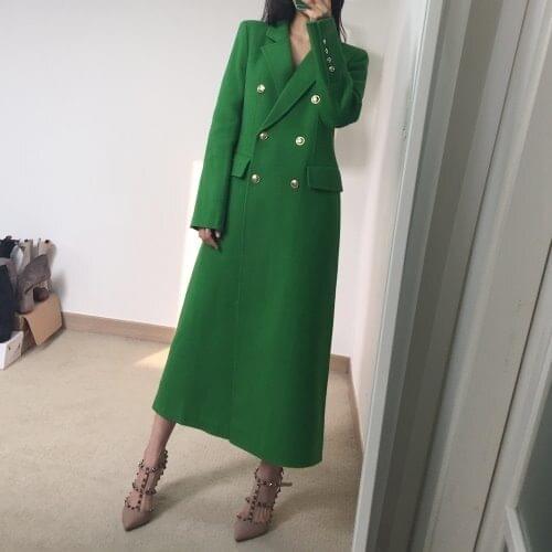 High end Korean 2021 new autumn winter coat female chic net red temperament Lapel long manual double-sided cashmere coat