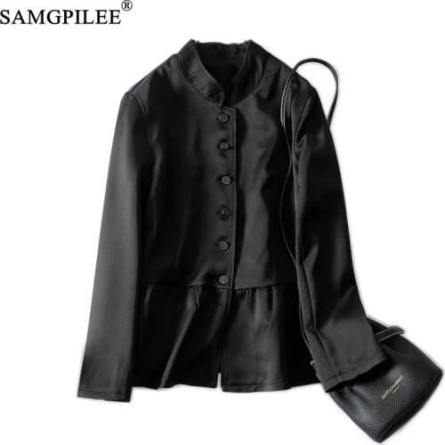 Winter Clothes Women 2021 New Fashion Stand Collar Single Breasted Slim Black Korean Style Autumn Outerwear Ladies Jackets Coats