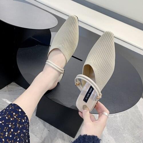 Womens slippers outside spring Half-drag fashion stretch fabric strap combination Comfortable skin-friendly trendy shoes U24-61