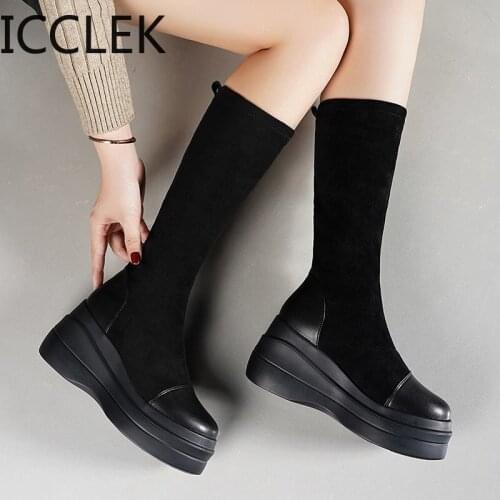 2020 New Arriver High Quality Women Brand Boots Platform Shoes Round Toe Fashion Hight Heel Long Boots