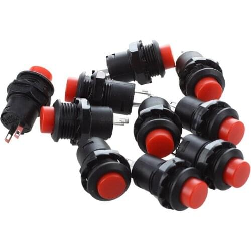 10 Pcs Latching Action SPST Round Red Push Button Switch AC 125V 3A