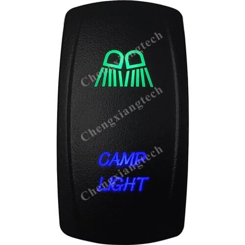12v/24v Waterproof Marine Grade Boat Car 5P SPST ON-OFF Up Green & Down Blue Led Light Rocker Toggle Switch Camp Light