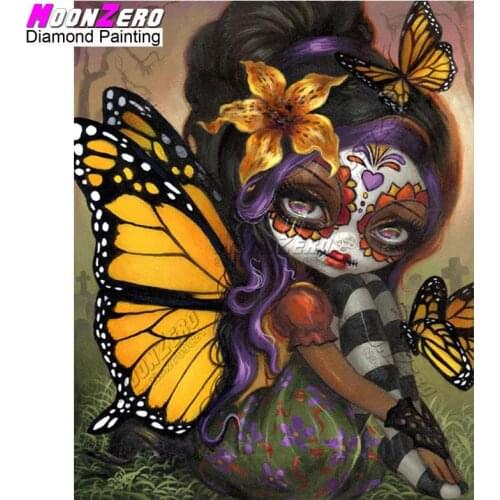New 5D Diy Diamond Painting Cross Stitch Needlework Crafts Full Square Mosaic Embroidery Cartoon Big Eye Girl Butterfly Kit