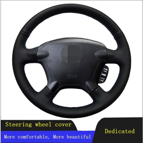 DIY Car Products Car Accessories Steering Wheel Cover Black Hand-stitched Artificial Leather For Honda CR-V CRV 2002-2006