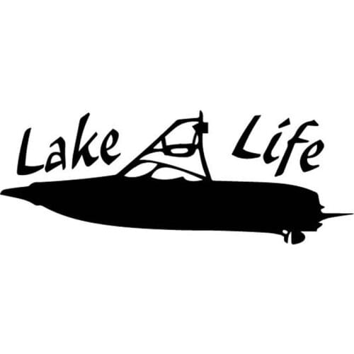 Car Stickers Lake Life Simple Boat PVC Car Decoration Accessories Decals Creative Waterproof Sunscreen Black/white,15cm*6cm