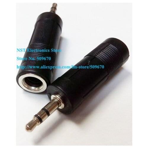 Free shipping/100pcs/ Stereo 3.5mm(1/8)male plug to Stereo 6.3mm(1/4) jack Female Audio Converter Adapter