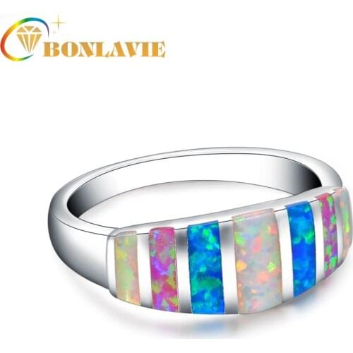 BONLAVIE Ring Opel Platinum Opal Gem Ring Female Fashion Engagement Rings for Women