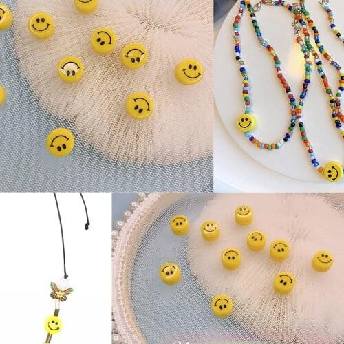 100pcs 6mm-16mm diy yellow round Smile double faced beads.smiley face for jewelry making bracelet necklace accessories charm2020