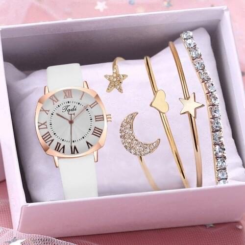 4PCS Bracelet Set Luxury Women Roma Wristwatches Casual Ladies Quartz Sports Watches Gift Clock Relogio Feminino