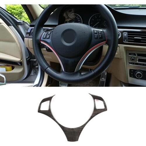 Black Wood Grain ABS Car Steering Wheel Sequins Frame Trim for BMW E90 3 Series 2005-2012 E87 1 Series 2004-2011 Accessories